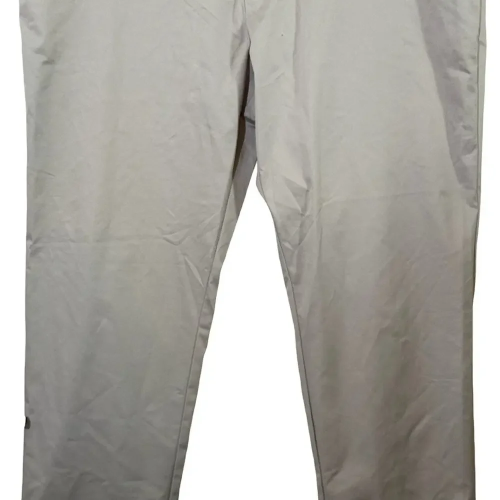 Banana Republic Slim Fit Mens Gray Khaki Flat Front Stretch Pants Preppy 36x32